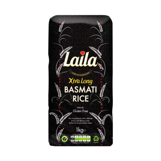 Laila Xtra dlouhozrnná basmati rýže 1 kg Laila Xtra dlouhozrnná basmati rýže 1 kg
