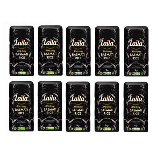 Laila Xtra dlouhozrnná basmati rýže 10x1kg Laila Xtra dlouhozrnná basmati rýže 10x1kg