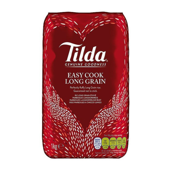 Tilda Předvařená Dlouhozrnná Rýže (Easy Cook Long Grain Rice) 1Kg Tilda Předvařená Dlouhozrnná Rýže (Easy Cook Long Grain Rice) 1Kg