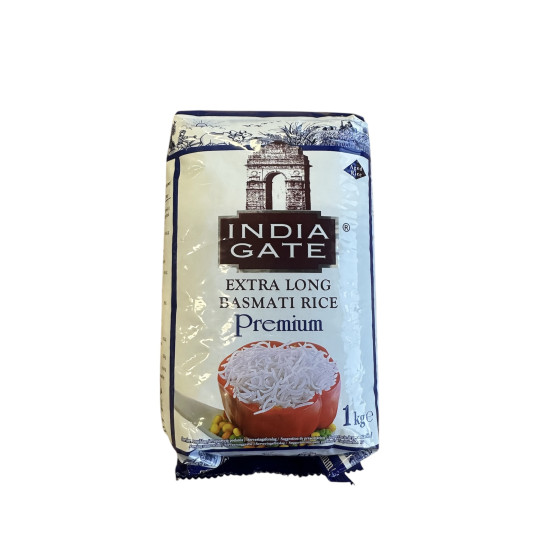 India Gate Prémiová Extra Dlouhozrnná Basmati Rýže 1KG India Gate Prémiová Extra Dlouhozrnná Basmati Rýže 1KG