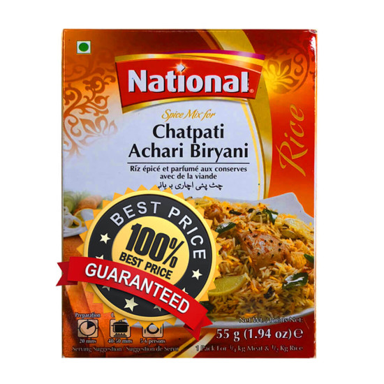 National Chapati Achari Biryani Směs Koření Rýže (55G) National Chapati Achari Biryani Směs Koření Rýže (55G)