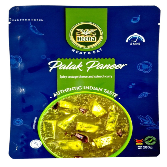 Heera Palak Paneer 280g – Tradiční indický špenát s paneer sýrem Heera Palak Paneer 280g – Tradiční indický špenát s paneer sýrem