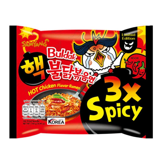 Samyang Buldak 3X Spicy Hot Chicken Flavor Ramen 140g – Extra Pálivé Korejské Nudle